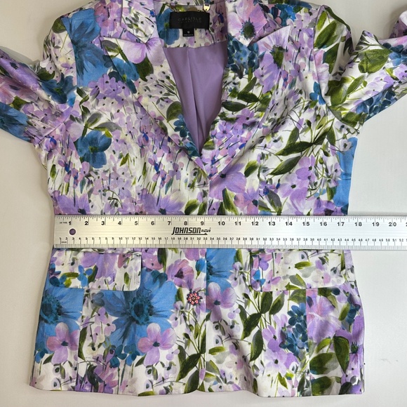 Carlisle Collection Cotton Floral Blazer Purple/blue/white. Lined SZ 10 Like New - Picture 6 of 13